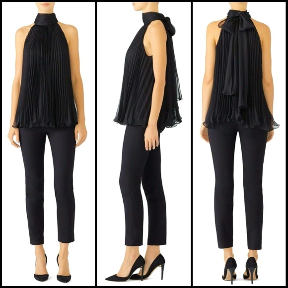 Carmen Marc Valvo Accordion Pleated Blouse Top - Picture 1 of 9